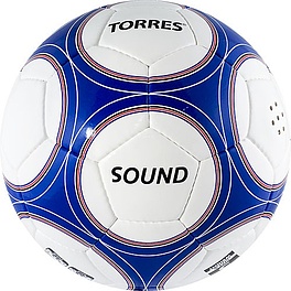 Мяч футб. TORRES Sound, F30255, р.5, со звук.панелями, 32 п,гл.PU,4 слоя, руч. сш, бело-син-чер