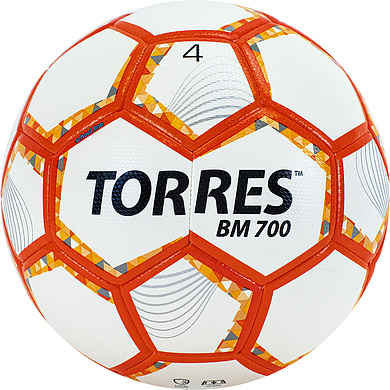 СЦ*Мяч футб. TORRES BM 700, F320654, р.4, 32 панели. PU, гибрид. сшив, беж-оранж-сер